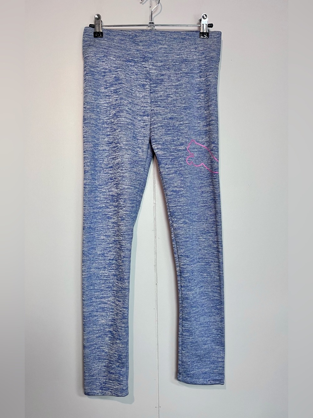 PUMA Women’s XL 14-16 Blue Marled Leggings Logo Athletic Yoga